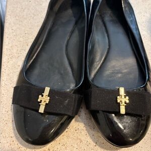 Tory Burch Black Flats with Gold Accent